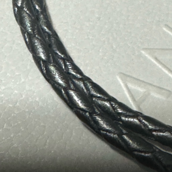 Authentic Pandora double Braided gray Leather Bracelet Silver - Picture 4 of 4